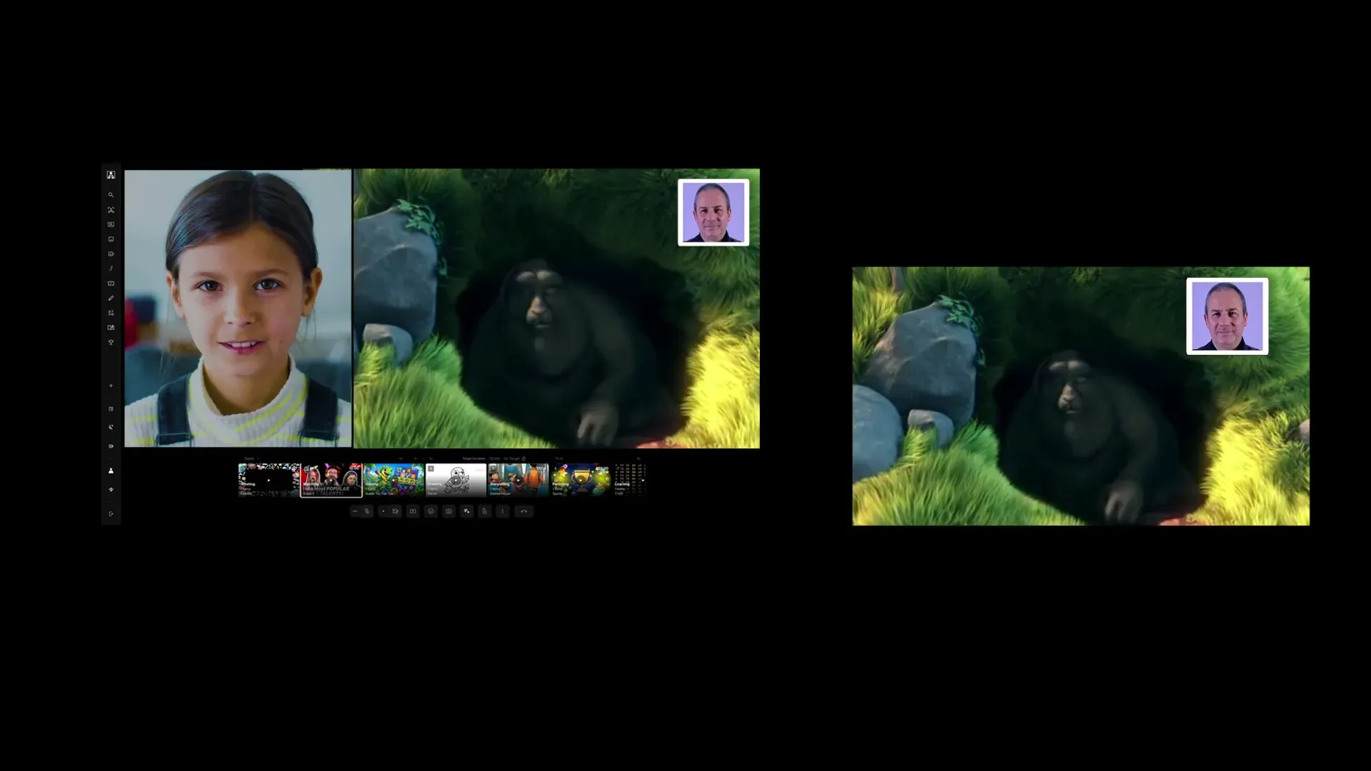 Personal video content playing on both screens during an iZiViD call