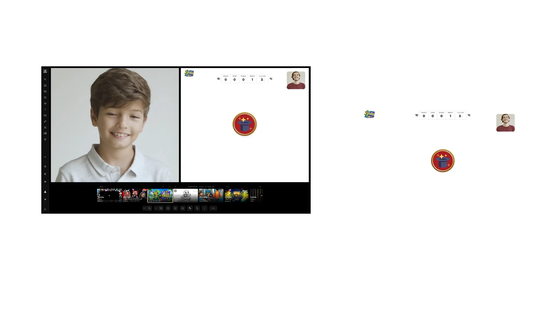 A game board on both screens during an iZiViD call