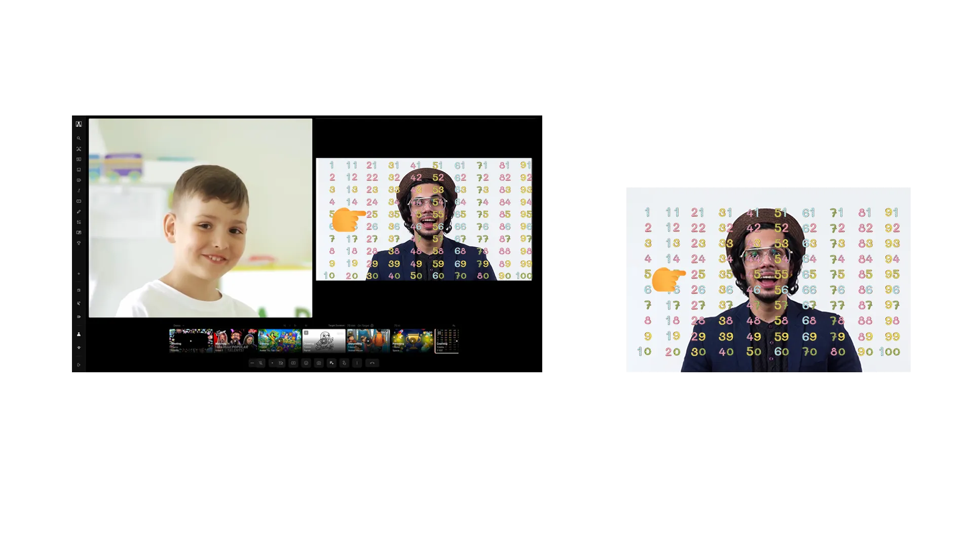 A learning set on both screens during an iZiViD call